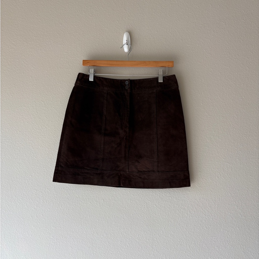 vintage apostrophe brown suede leather mini skirt